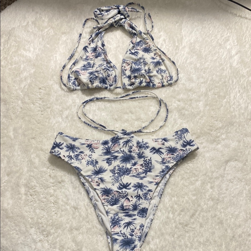 Tropical Blue and White Kids One Piece